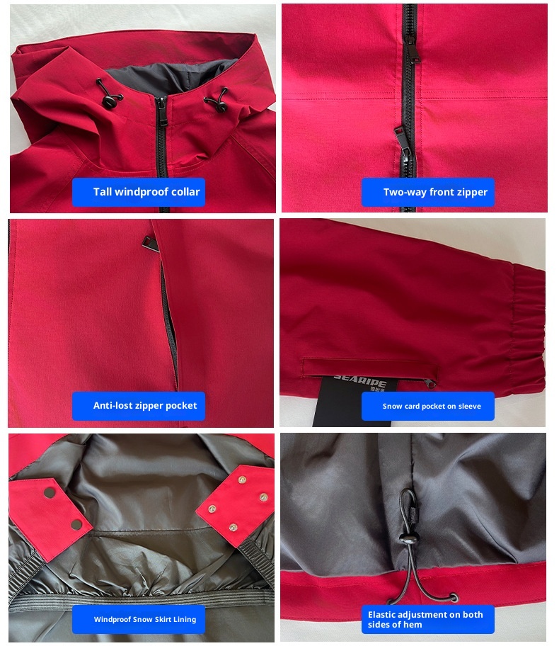 001 SEARIPE Snowy Pie Full Glue Single Double Board Suit Set For Women And Men Loose Waterproof Windproof Ski Pants_voghion.com