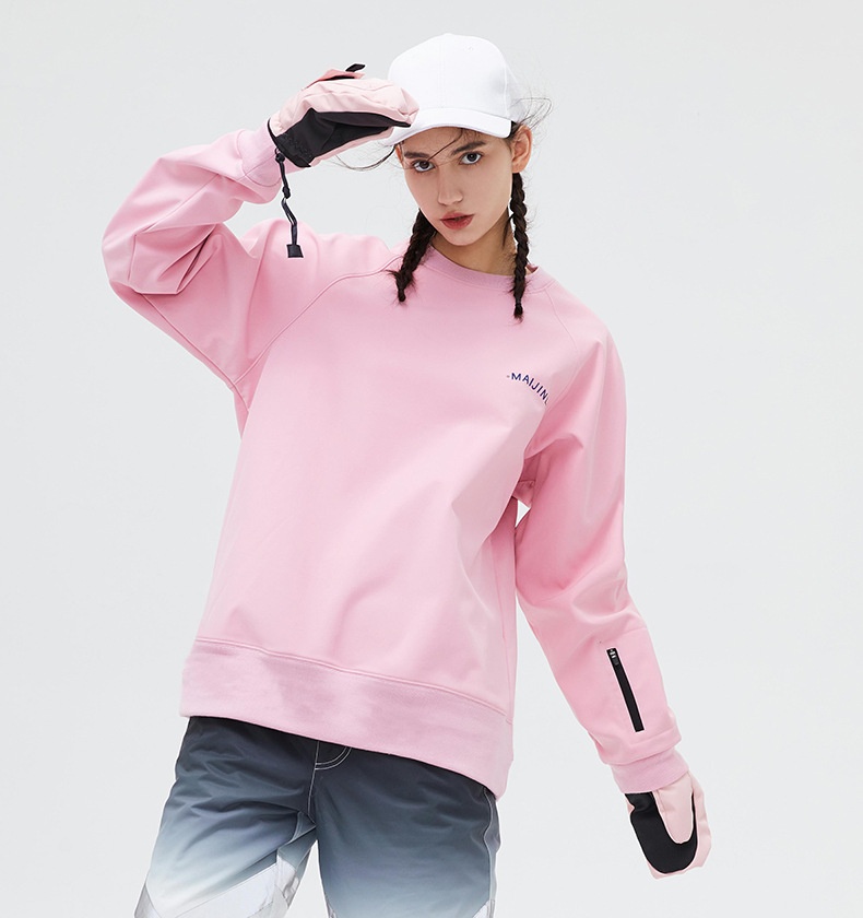 001 Bluza z kapturem, wiatroszczelna, wodoodporna, snowboardowa, narciarska, dla kobiet i mężczyzn, z okrągłym dekoltem, z kolorowym odblaskowym polarem, modne spodnie z szelkami_voghion.com