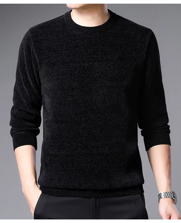 Maglione spesso foderato in pile di ciniglia e autunno più venduto da ragazzo, maglia invernale da uomo, strato di base alla moda_voghion.com