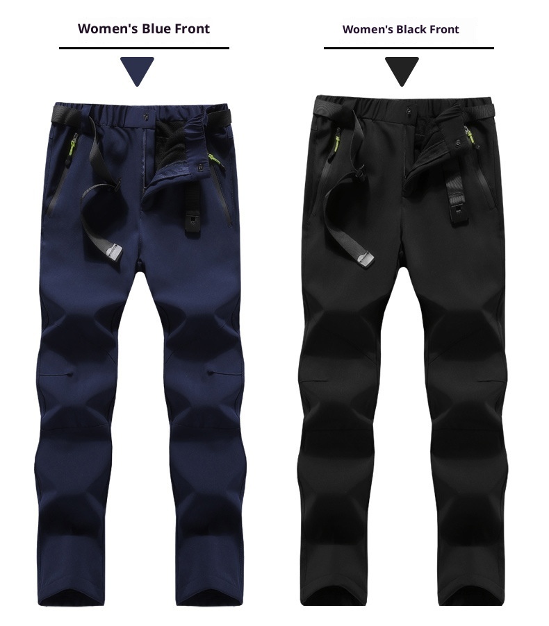001 Outdoor Softshell Pants For Men And Women, Winter Fleece-Lined Thickened Hiking Skiing Windproof Waterproof Fleece Soft_voghion.com