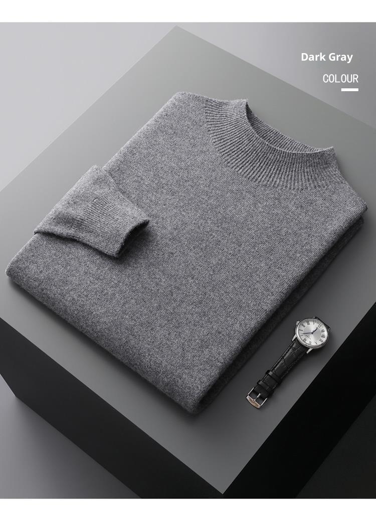 boy Boy Boy First-Lie Ready-to-Wear Half Turtleeck Me's Solid Color Kitted Pullover Base Shirt Busiess Youthful Wool Sweater_voghion.com