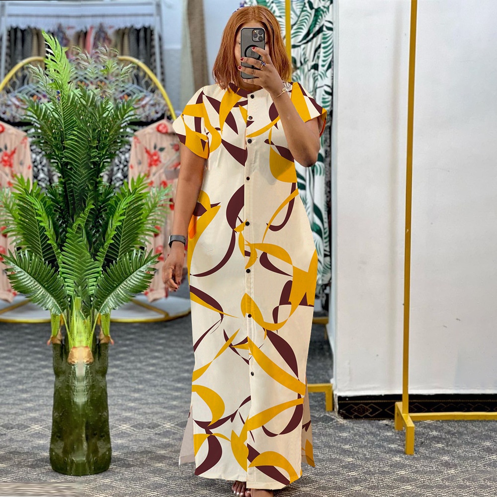 ChicShe N7976 Cross-Border European And American Stand Collar Elegant Waist-Cinching Split Shirt Long Plus Size Dress_voghion.com