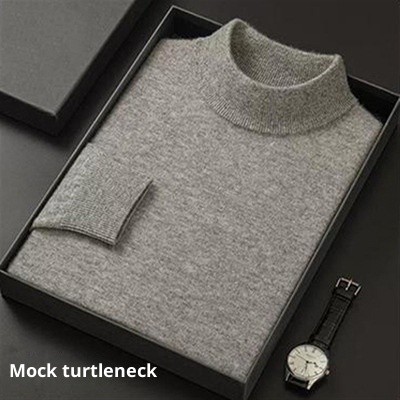 boy Boy Boy Foreign Trade Double Turn High Neck Men Wool Soft Warm Knitted Solid Color Slim Fit Base Sweater Trendy_voghion.com