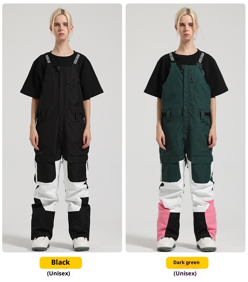 001 Nowe męskie spodnie snowboardowe, wiatroodporne, wodoodporne, ciepłe, z blokami kolorów, do pracy, do użytku na zewnątrz, jednoczęściowe, narciarskie, damskie_voghion.com