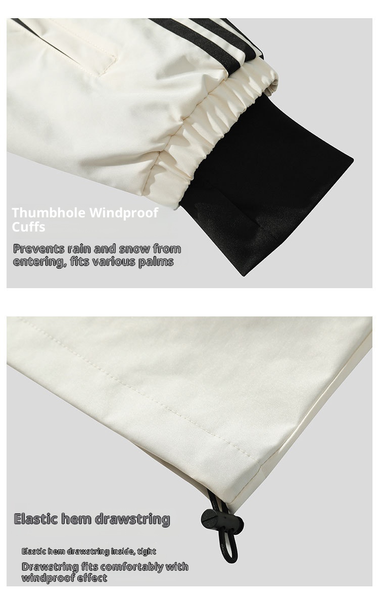 001 Cro-Border Hot-Selling Winter New Three-Stripe Suit Set Waterproof Windproof Stand Collar Jacket Fleece-Lined Ski_voghion.com