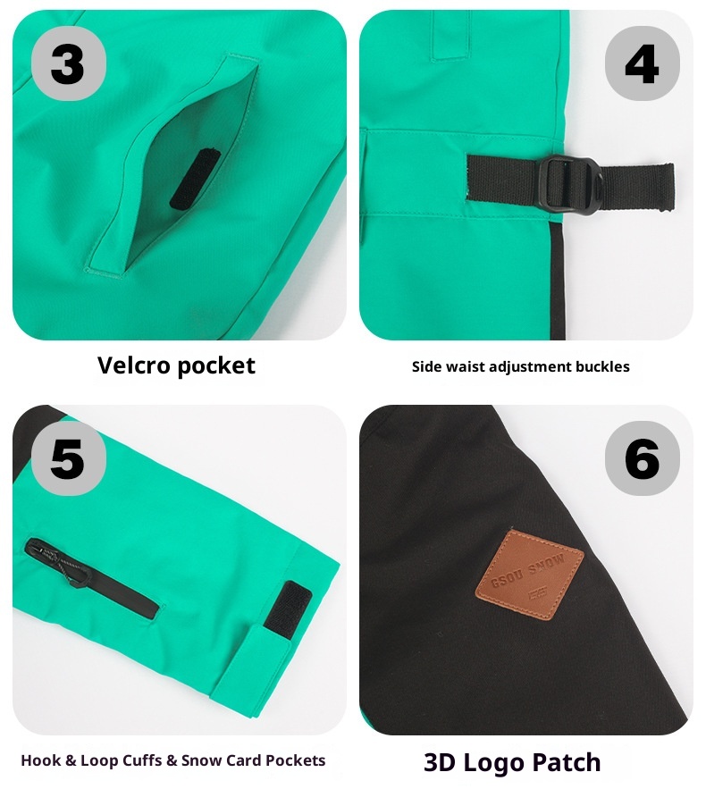 001 New Children's Ski One-Piece Girls' Set Color Block Waterproof Windproof Warm Single And Double Board Suit Snow Pants_voghion.com