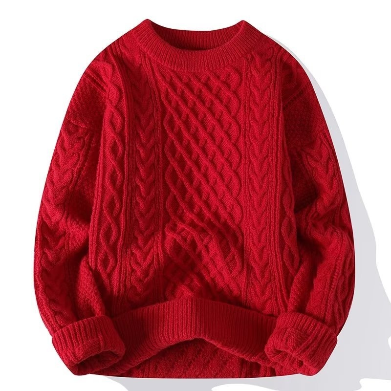 Herrenpullover „Boy Boy Boy“ – weich und kuschelig, trendige Marke für Herbst und Winter, Strickpullover mit Drehverschluss, Rundhalsausschnitt, warmer Innenschicht, lockere Passform_voghion.com
