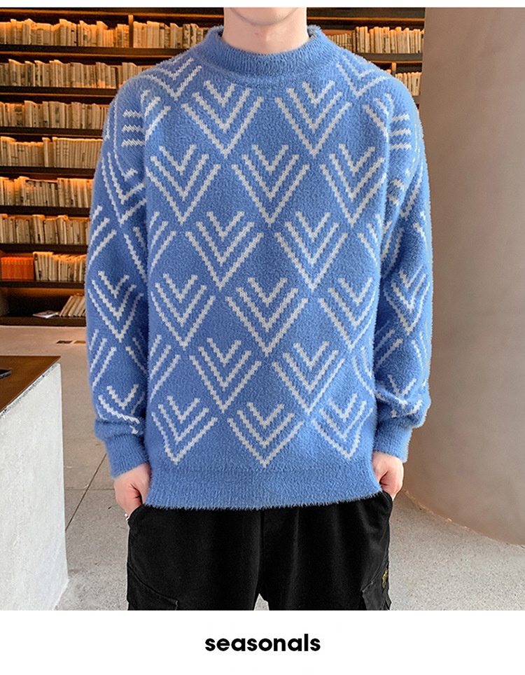 Jungen-Pullover aus Nerzfell für Teenager, dicker Winterpullover mit halbem Rollkragen, warmes Basishemd für Mittel- und Oberstufe_voghion.com