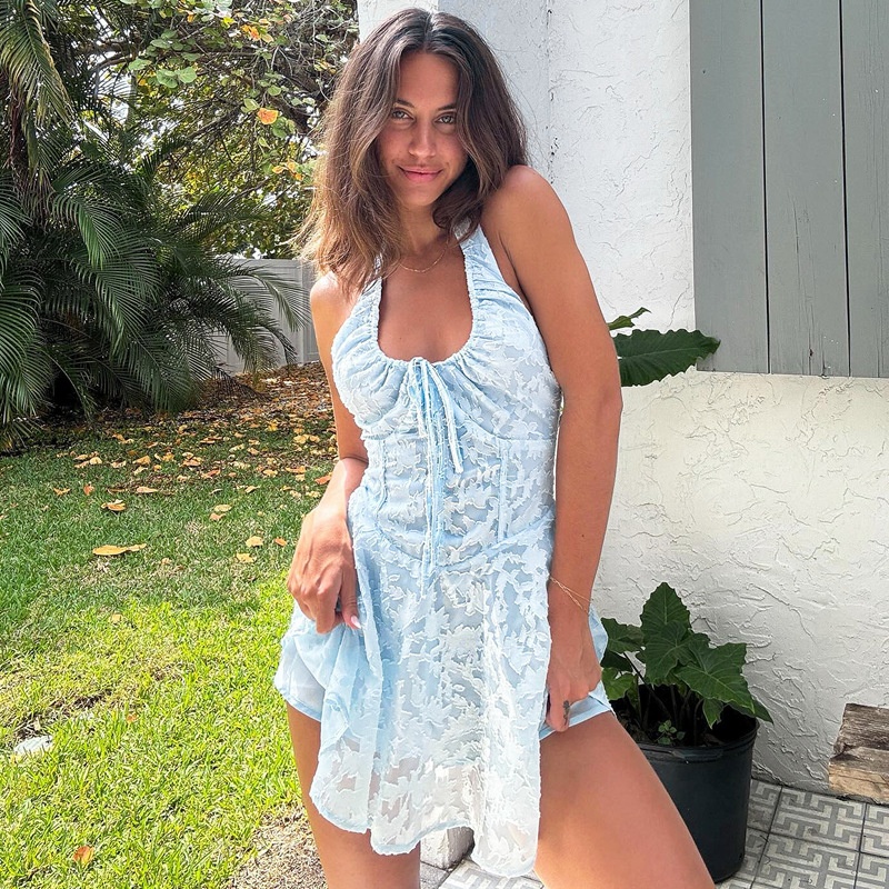 ChicShe European And American Style 2025 Summer New Women's Sexy Halter Neck Backless Jacquard Pure Desire High Waist Slimming_voghion.com