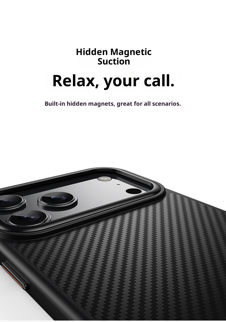 TechGlobe Kevlar Compatible IPhone 17 Pro Carbon Fiber Pattern Phone Invisible Magnetic Air Shockproof Protective Case_voghion.com