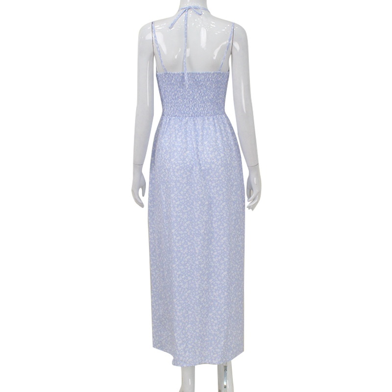 ChicShe Abito lungo estivo da donna con spalline floreali e volant alla francese, stile fresco e dolce_voghion.com