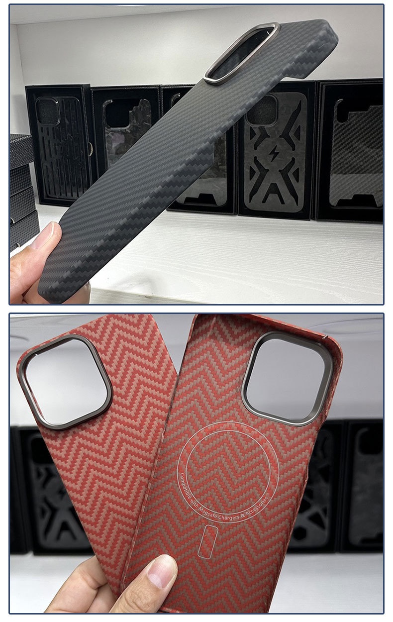 Custodia protettiva semplice per telefono IP wireless in fibra di carbonio magnetica serie TechGlobe 15promax16_voghion.com