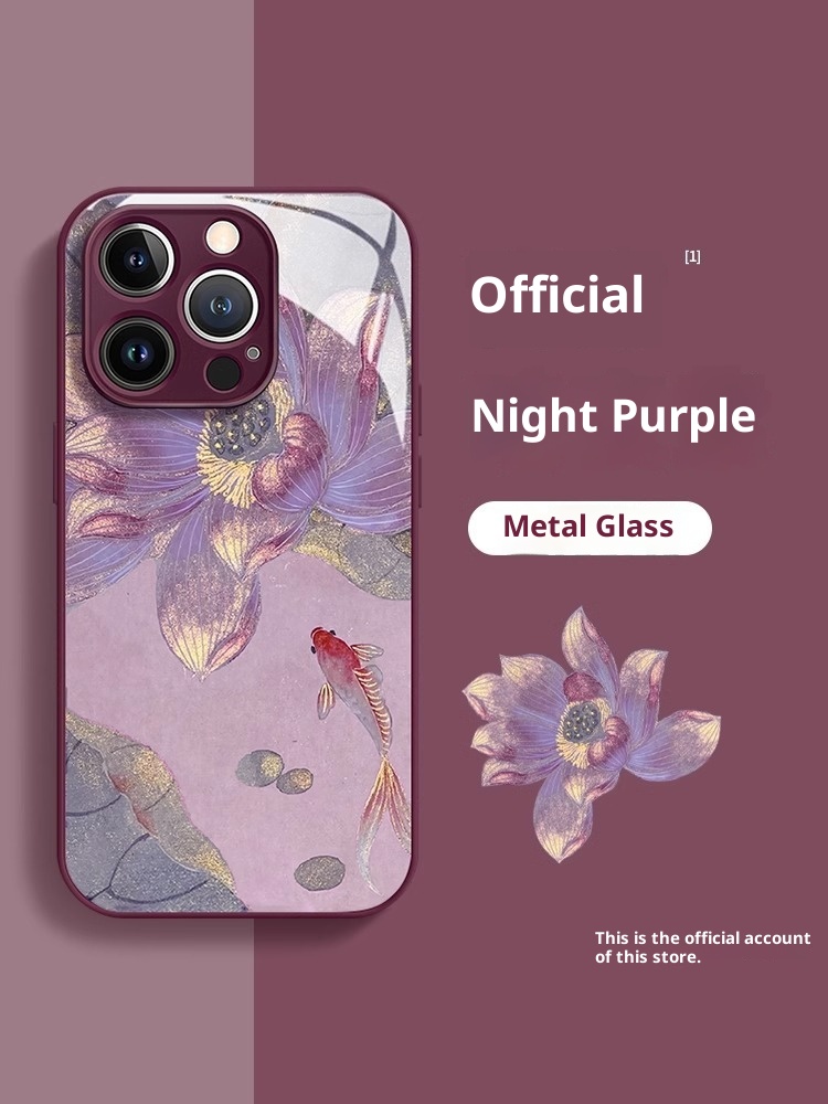 TechGlobe Koi Lotus Suitable For 15 National Trend Phone Case IPhone 13 Pro Liquid 12 Glass 7 High-end Full Coverage_voghion.com