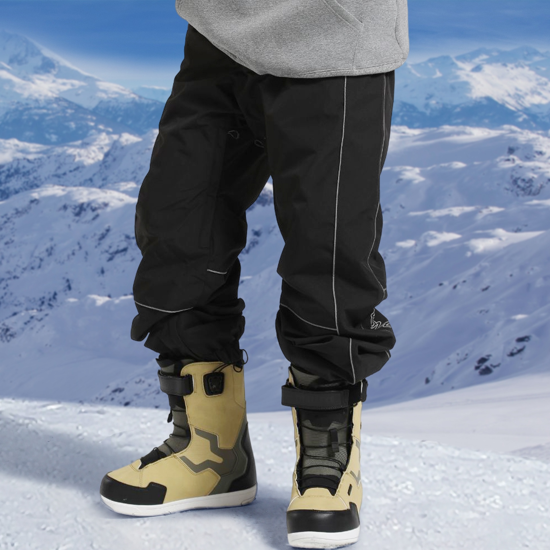 001 New Winter Snowboard Pants For Men, Reflective, Plus Size, Windproof, Waterproof, Breathable, Workwear, Warm Snow Pants,_voghion.com