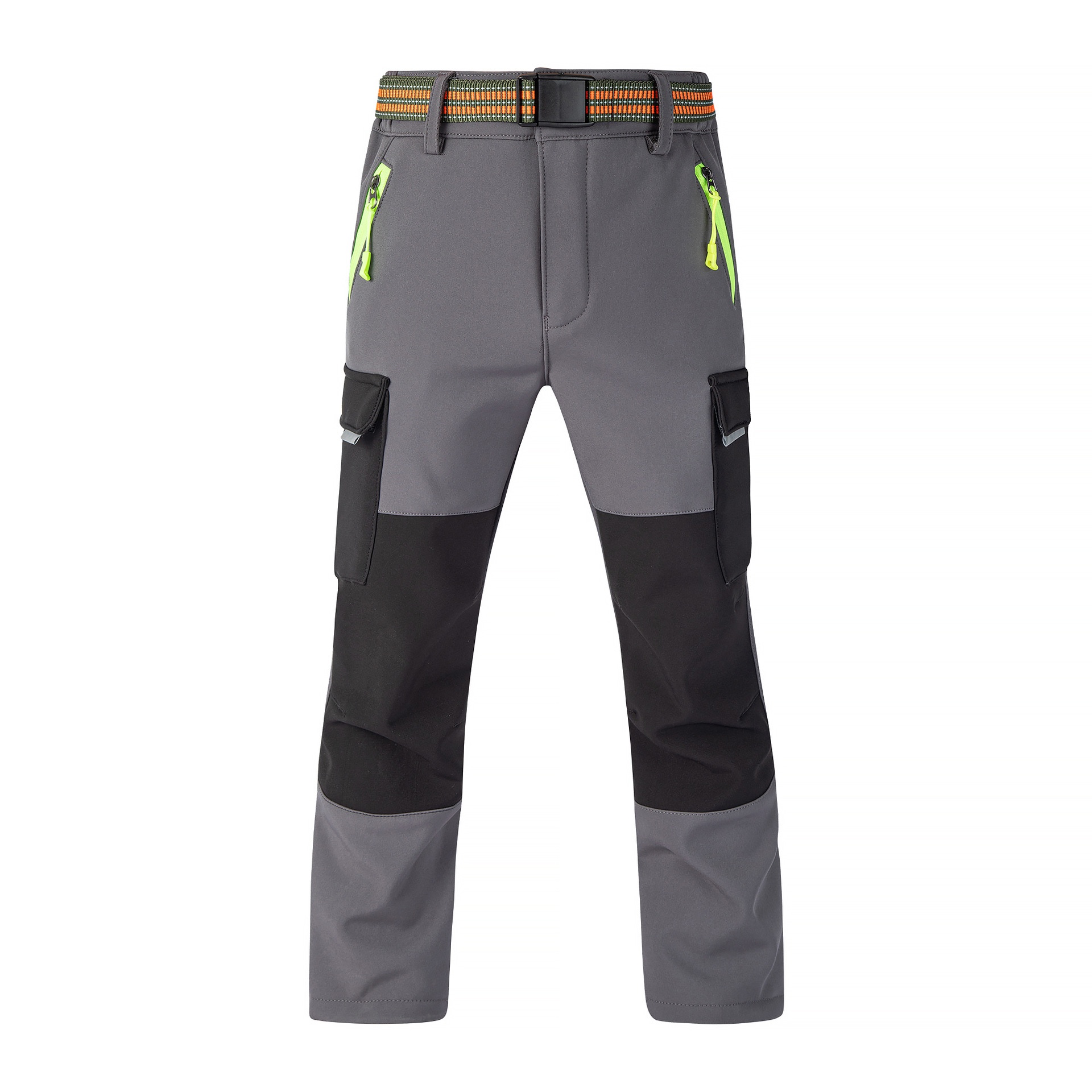 001 Children's Autumn Winter Softshell Boys Girls Students School Color Block Reflective Windproof Waterproof Warm Ski Pants_voghion.com