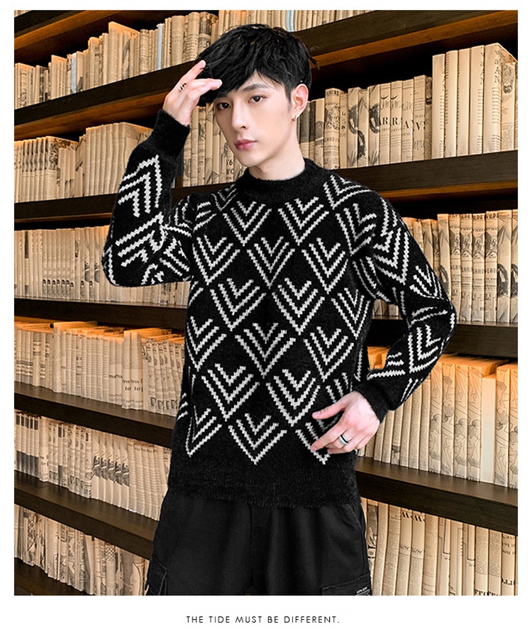 Jungen-Pullover aus Nerzfell für Teenager, dicker Winterpullover mit halbem Rollkragen, warmes Basishemd für Mittel- und Oberstufe_voghion.com