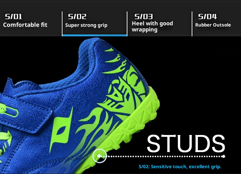 ShoeGlobe Youth TF Fußballschuhe für Kinder, Schüler und Jungen mit Klettverschluss_voghion.com