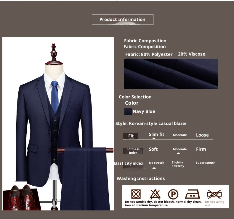 QFV507045555501<2 QFV507045555501<2 Business Casual Professional Suit Men's Trousers Groom Groomsman Tuxedo Vest Three-Piece Set New Style_voghion.com