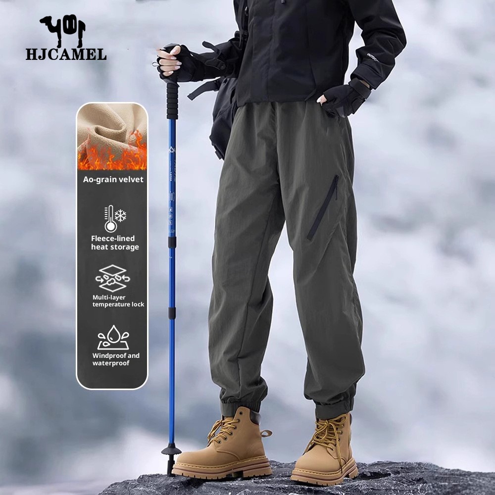 001 Camel HJCAMEL Outdoor Fleece-Lined Thickened Softshell Autumn Winter Men's Windproof Skiing Mountaineering Sports Cargo_voghion.com