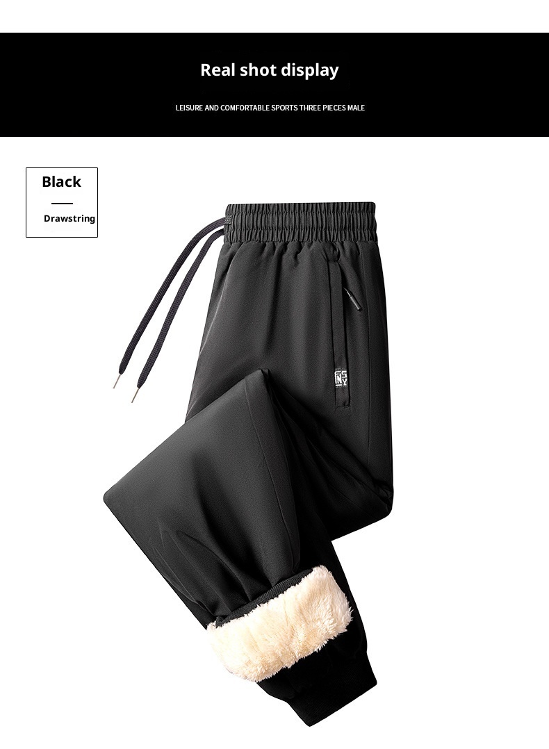 001 Roupa masculina de algodão para atividades ao ar livre, lã de cordeiro impermeável e à prova de vento para o inverno, forrada com lã grossa para esqui no nordeste dos EUA._voghion.com