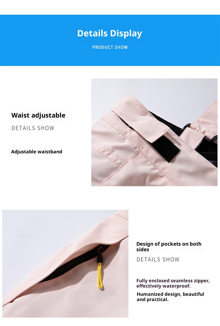 001 Takım Tek Çift Tahta Erkek ve Kadın Salopet Rüzgar Geçirmez Su Geçirmez Sıcak Kar Slim Fit Kore Kayak Pantolonu_voghion.com