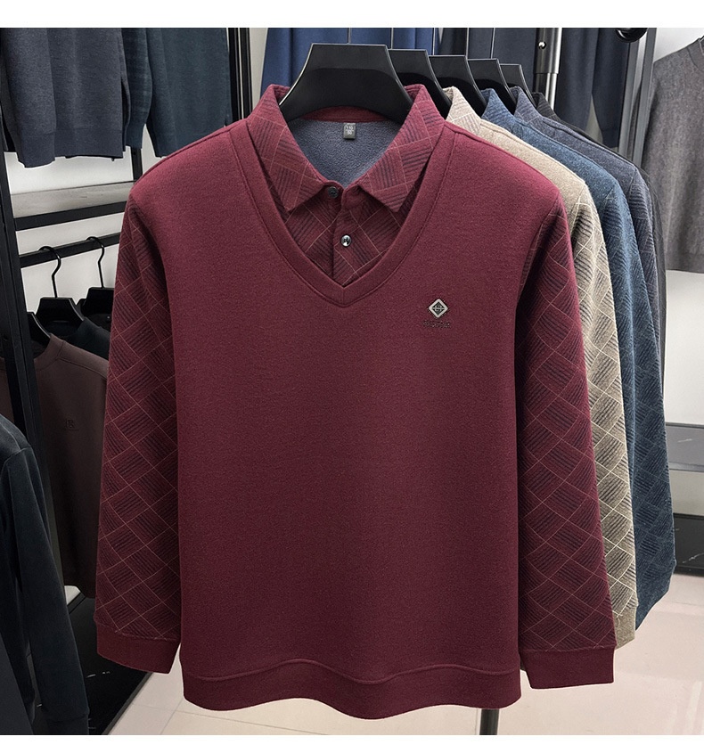 Maglione da uomo Boy Boy con fodera in lana di pecora e pile, design a due pezzi ispessito, nuovo modello 2025, base calda invernale_voghion.com