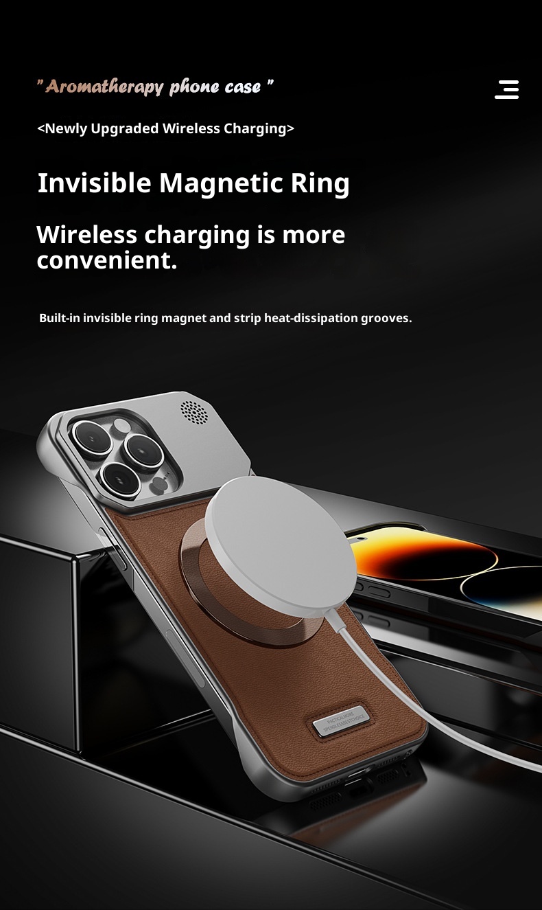 Custodia magnetica per telefono TechGlobe compatibile con iPhone 17 Pro Max Aroma, vernice metallizzata 16, senza cornice, texture in pelle 15_voghion.com