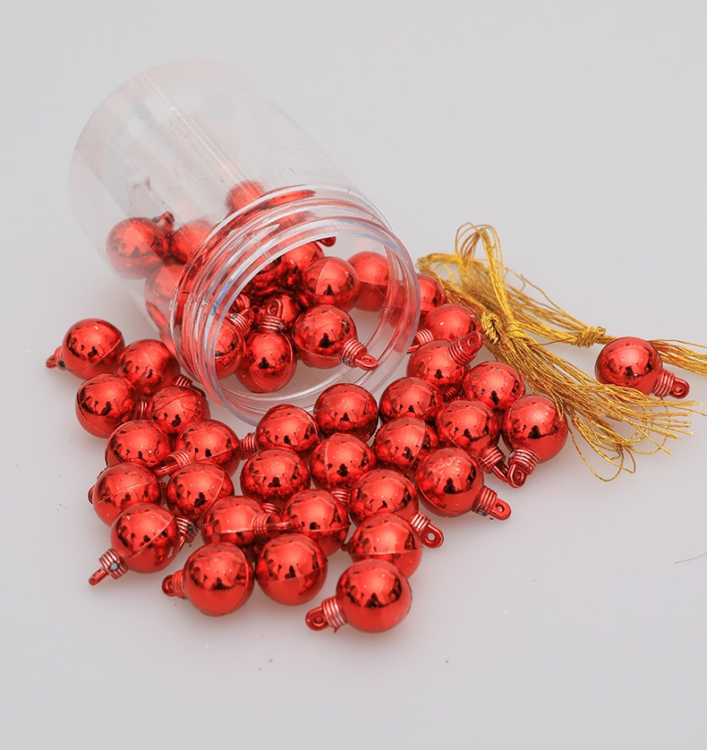 Lillian galvanisierte dekorative 1,5 cm Mini-Hängekugeln, Weihnachtsbaumschmuck, 48 Stück_voghion.com