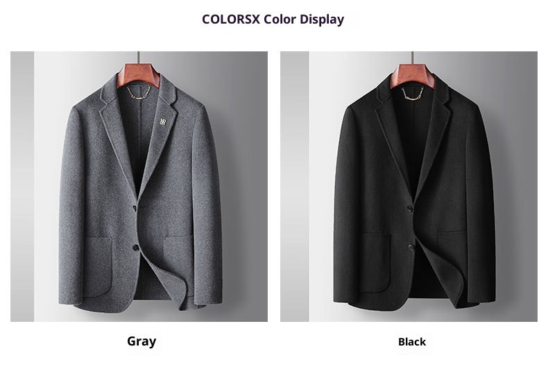 7045555501<2 QFV507045555501<2 Giacca da uomo in pura lana fatta a mano autunno inverno 2025, tinta unita, stile business, bifacciale_voghion.com