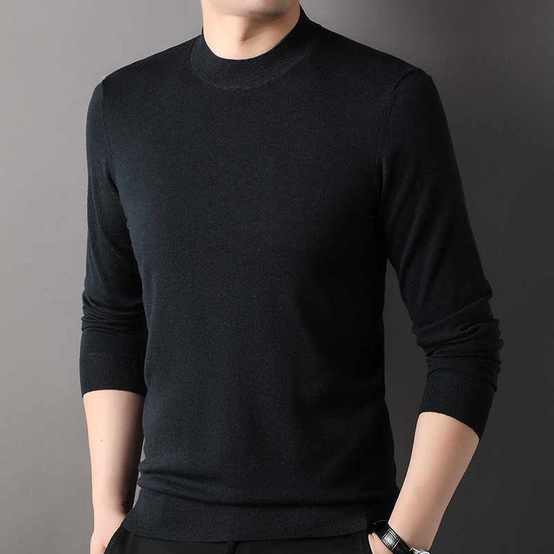 ragazzo ragazzo ragazzo fine filato 100% puro mezzo dolcevita autunno inverno lana puyuan lavabile in lavatrice maglione base camicia sottile parte superiore_voghion.com