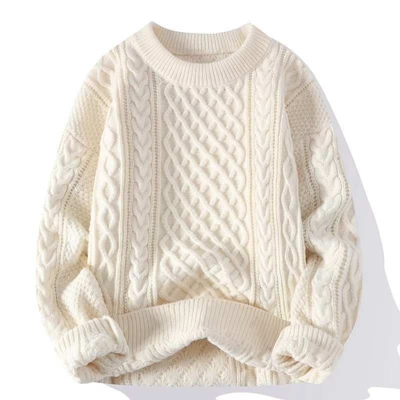 Herrenpullover „Boy Boy Boy“ – weich und kuschelig, trendige Marke für Herbst und Winter, Strickpullover mit Drehverschluss, Rundhalsausschnitt, warmer Innenschicht, lockere Passform_voghion.com
