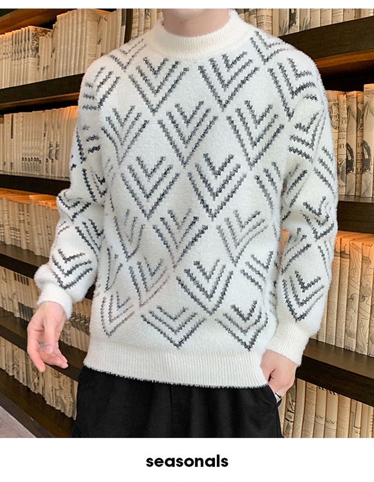 Jungen-Pullover aus Nerzfell für Teenager, dicker Winterpullover mit halbem Rollkragen, warmes Basishemd für Mittel- und Oberstufe_voghion.com
