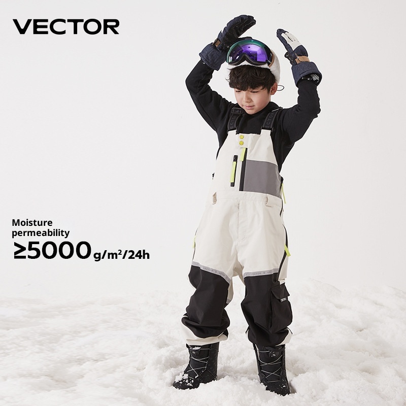 001 VECTOR Children's Overalls Ski Boys Girls Color Block Warm Waterproof Windproof New Style Suspender Pants_voghion.com