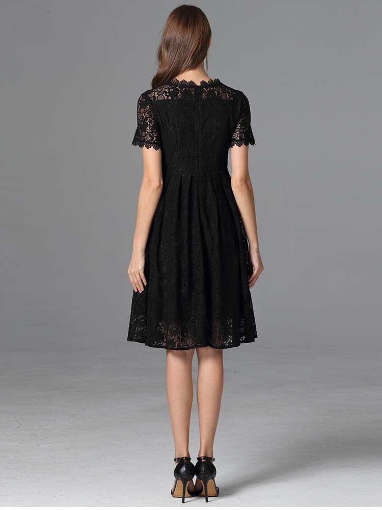 Robe d'été ChicShe grande taille, petite robe noire, coupe trapèze, manches courtes, en dentelle, style Sweet Lady._voghion.com