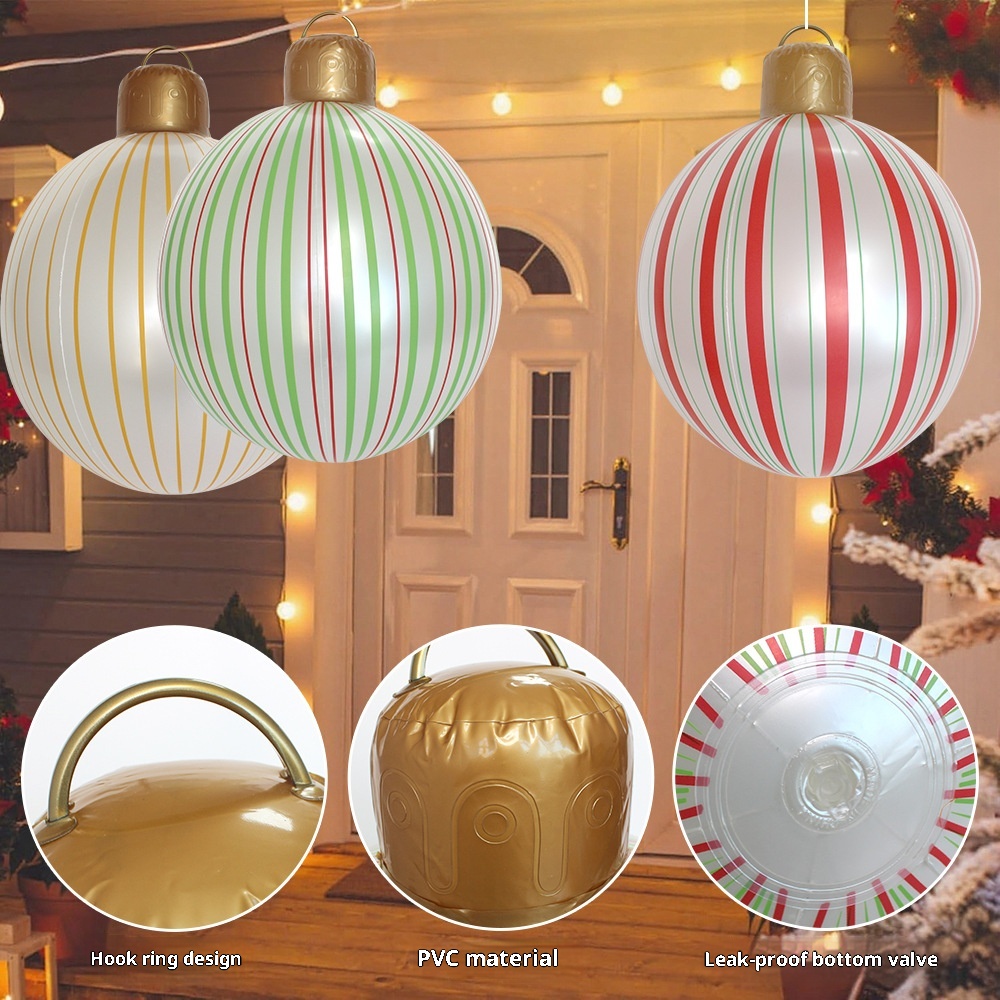 Lillian Cross-Border Inflatable Lantern Pearlescent Stripe Holiday Decoration Courtyard Christmas Ball_voghion.com