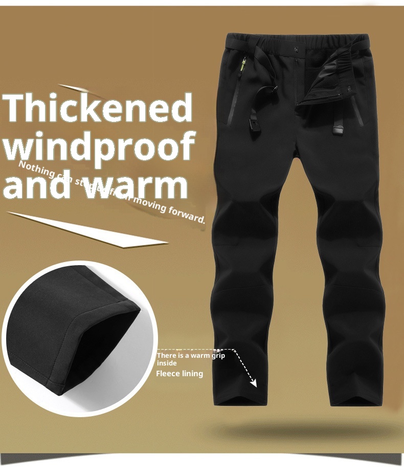 001 Outdoor Softshell Pants For Men And Women, Winter Fleece-Lined Thickened Hiking Skiing Windproof Waterproof Fleece Soft_voghion.com