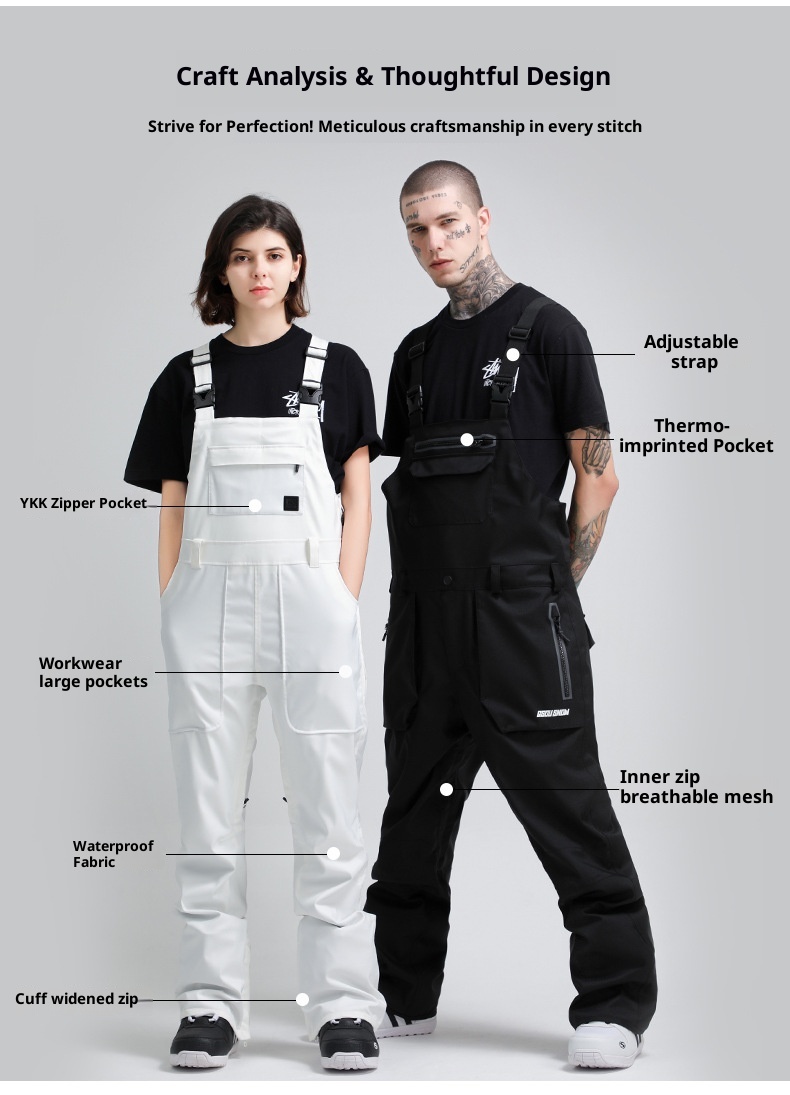 001 Gsousnow Strap Męskie Luźne Wodoodporne Ciepłe Spodnie Snowboardowe Damskie Jednoczęściowy Kombinezon Narciarski_voghion.com