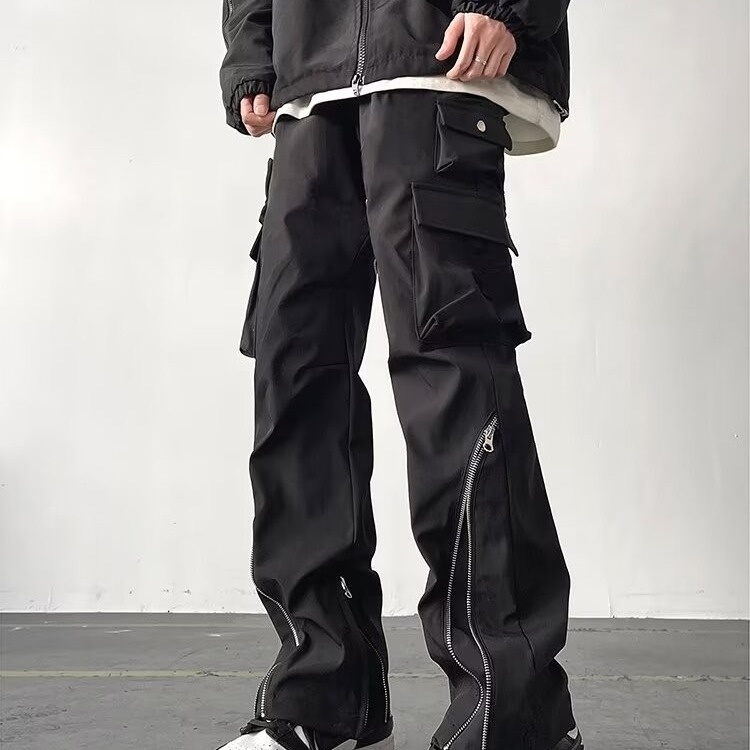 001 High Street Design Zipper American Workwear Pantaloni da sci softshell funzionali da trekking da uomo antivento per ragazzi_voghion.com