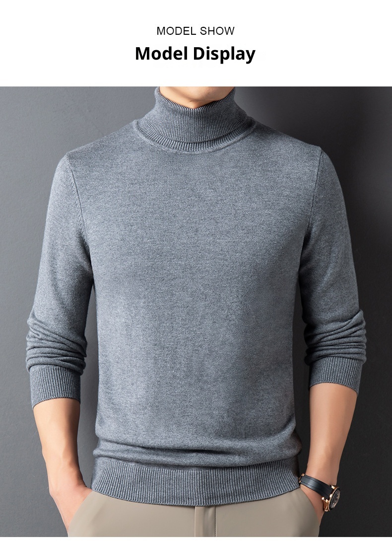 Maglione da uomo di mezza età, casual, lavorato a maglia, a collo alto, doppio risvolto, per il commercio estero transfrontaliero, autunno inverno_voghion.com