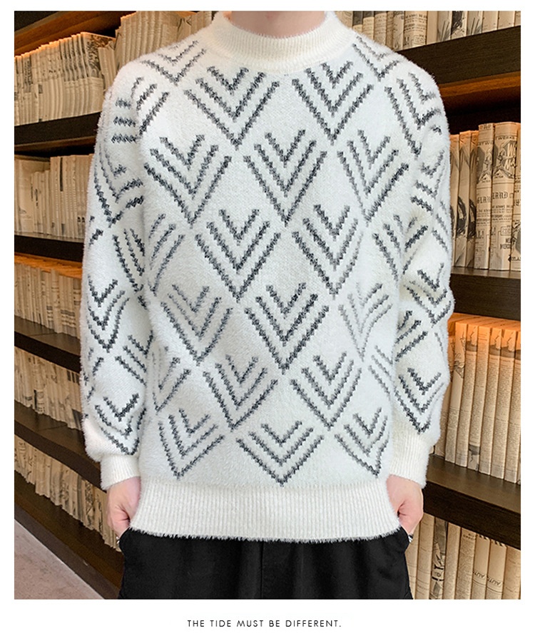 Jungen-Pullover aus Nerzfell für Teenager, dicker Winterpullover mit halbem Rollkragen, warmes Basishemd für Mittel- und Oberstufe_voghion.com