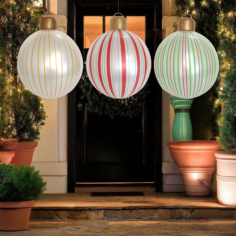 Lillian Cross-Border Inflatable Lantern Pearlescent Stripe Holiday Decoration Courtyard Christmas Ball_voghion.com