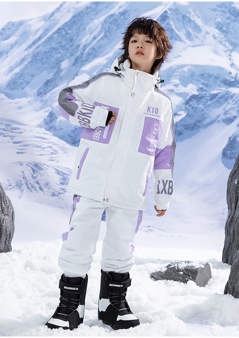 001 Neuer Kinderanzug für Jungen und Mädchen, Winter-Outdoor-Windschutz, wasserabweisend, warm, dicke Skijacke und -hose_voghion.com