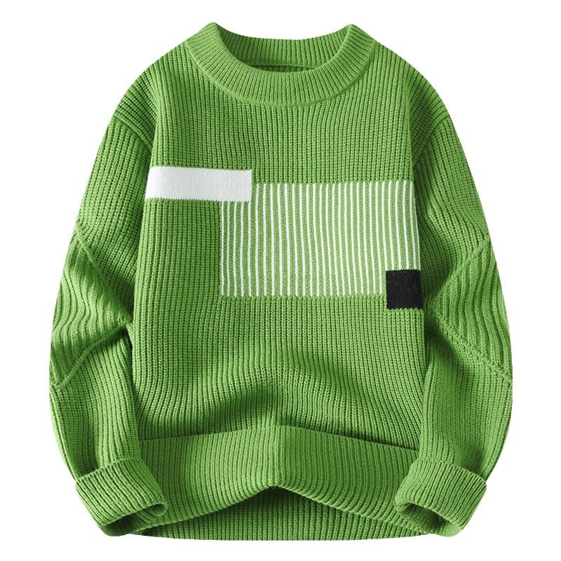 Herren-Strickpullover für Herbst/Winter: Neuer, dicker Fleece-Rundhalspullover für Teenager – Warme Basisschicht_voghion.com