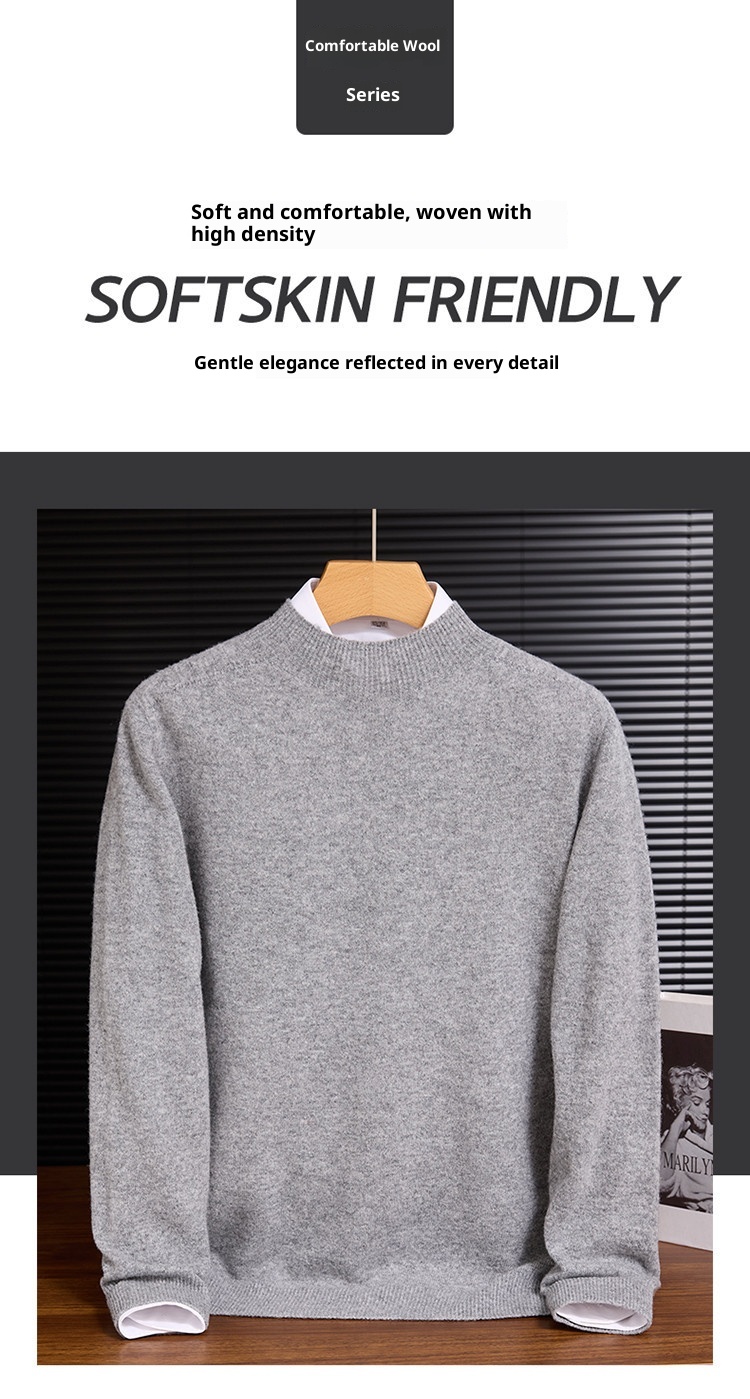 boy Boy Boy 100% Wool First-Line Half TurtleneckData Tested, Popular Men's Sweater_voghion.com