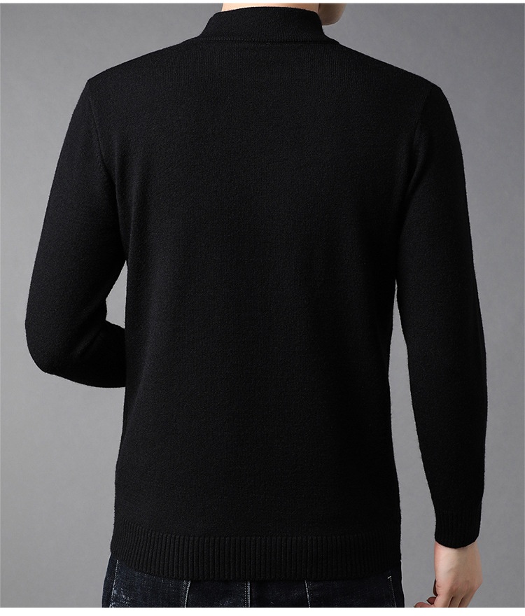 Boy Boy Boy Herren-Winterpullover aus reinem Kaschmir, dick gefüttert, halbrollkragen, Wollpullover für Herren mittleren Alters_voghion.com