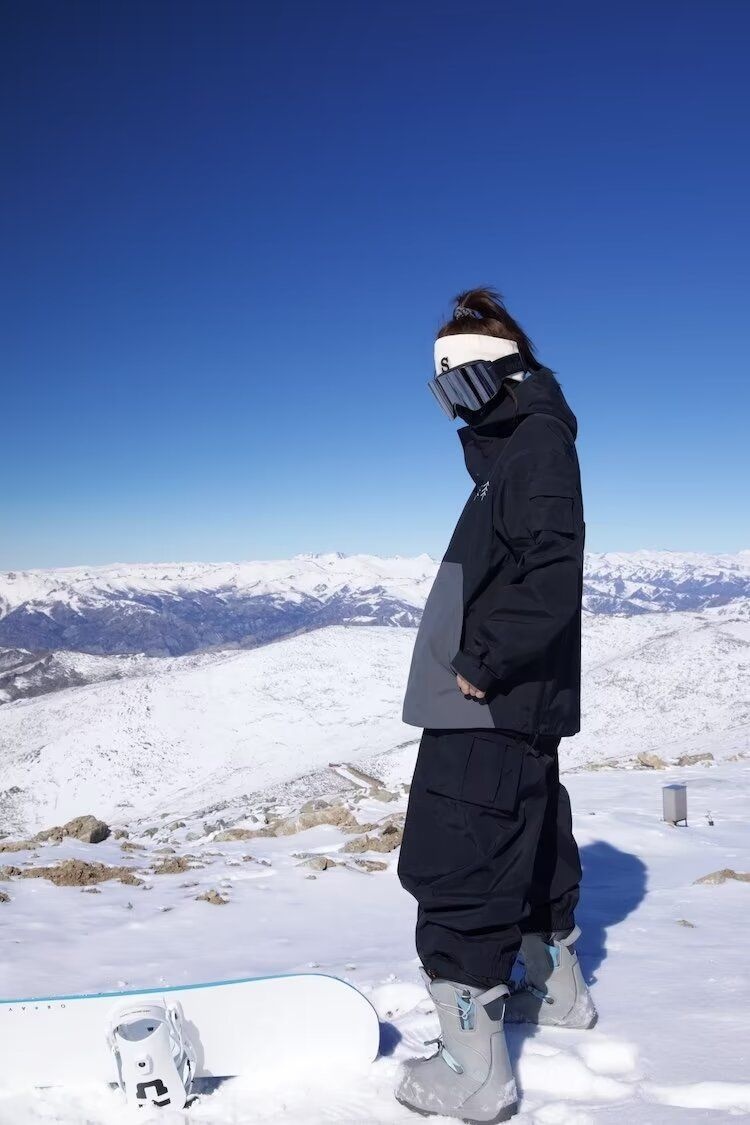 001 Schwarze Snowboardhose, wasserdicht, winddicht, amerikanischer Oversize-Schneeanzug, warm_voghion.com