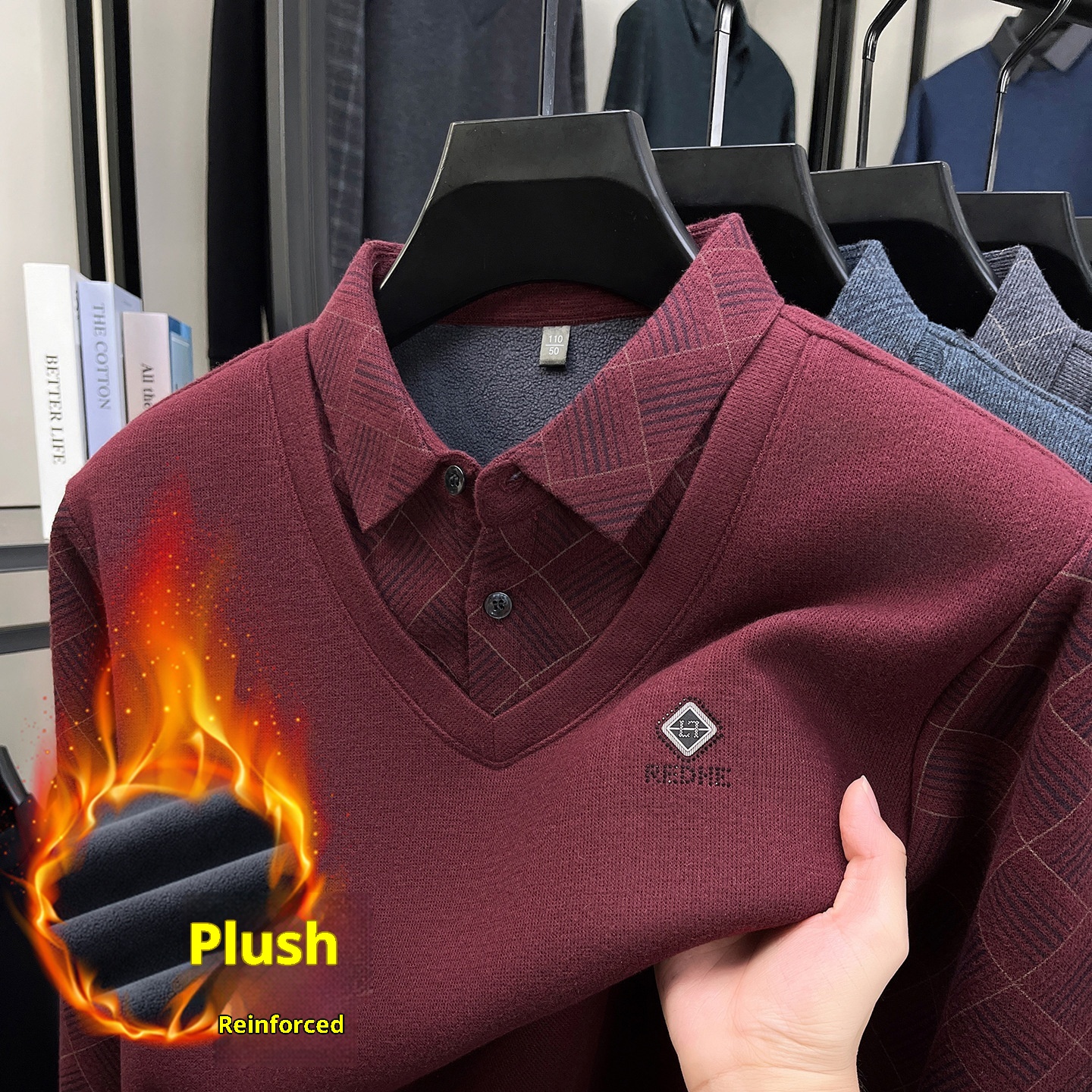 Maglione da uomo Boy Boy con fodera in lana di pecora e pile, design a due pezzi ispessito, nuovo modello 2025, base calda invernale_voghion.com