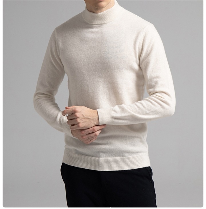 boy Boy Boy Foreign Trade Double Turn High Neck Men Wool Soft Warm Knitted Solid Color Slim Fit Base Sweater Trendy_voghion.com