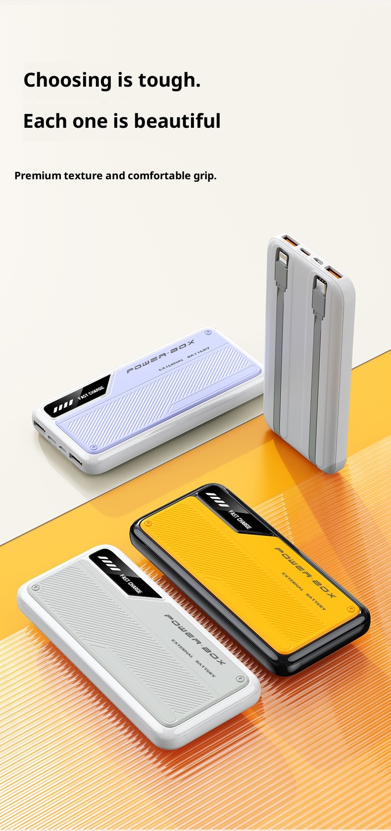 techglobe 66W Fast Charging 10000mAh 20000mAh Built-in Cable New Model Bank Ultra-thin Portable Mobile Power Supply Wholesale_voghion.com