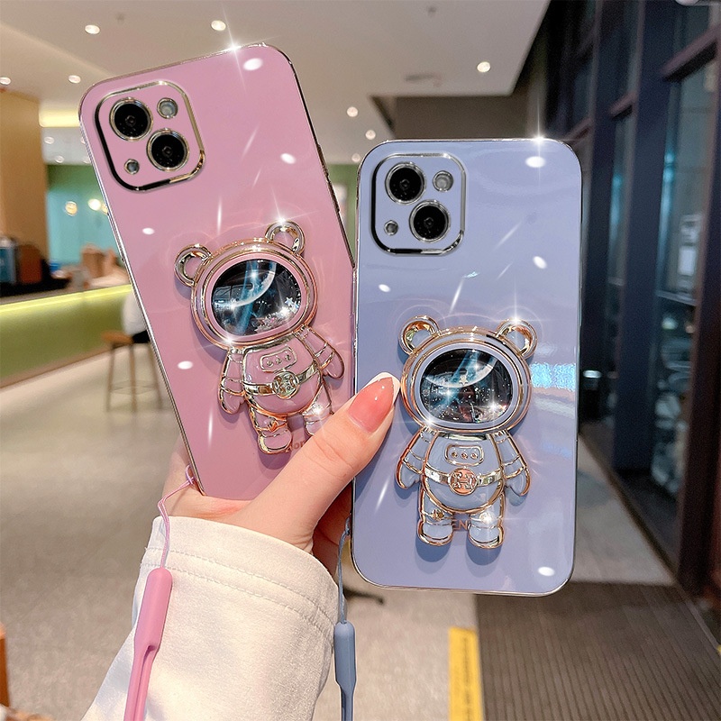 TechGlobe-kompatible, galvanisierte 16-Zoll-Handyhülle mit flüssigem Sand, kreativer 13 Pro Max- und Internet-Promi-Motiv, neuer Weltraumbär_voghion.com